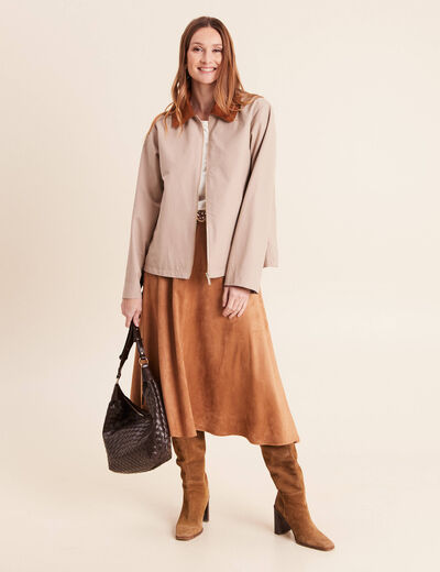 Jupe avec ceinture amovible marron clair femme