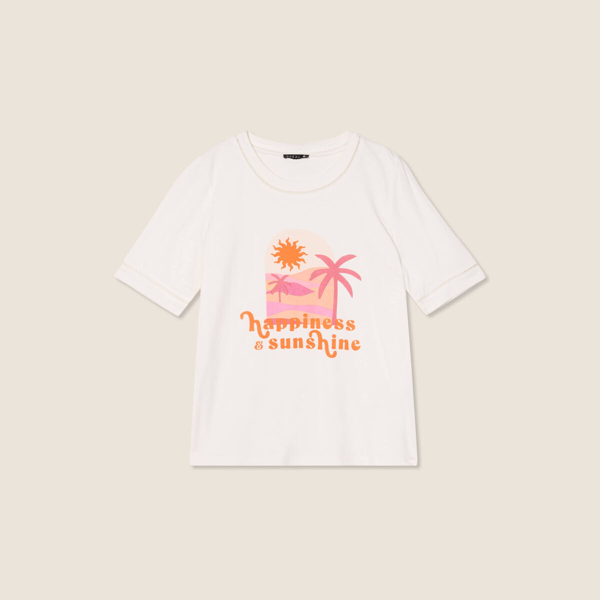 T-shirt manches courtes ecru femme