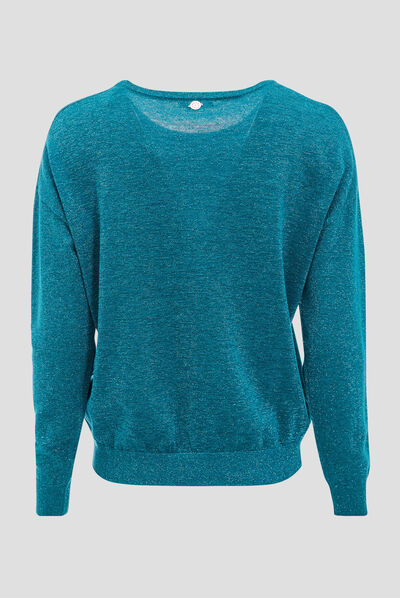 Pull manches longues vert foncé femme