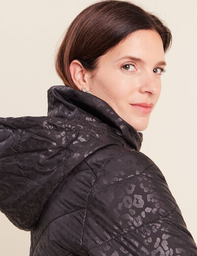 Doudoune d&eacute;perlante droite zipp&eacute;e noir femme