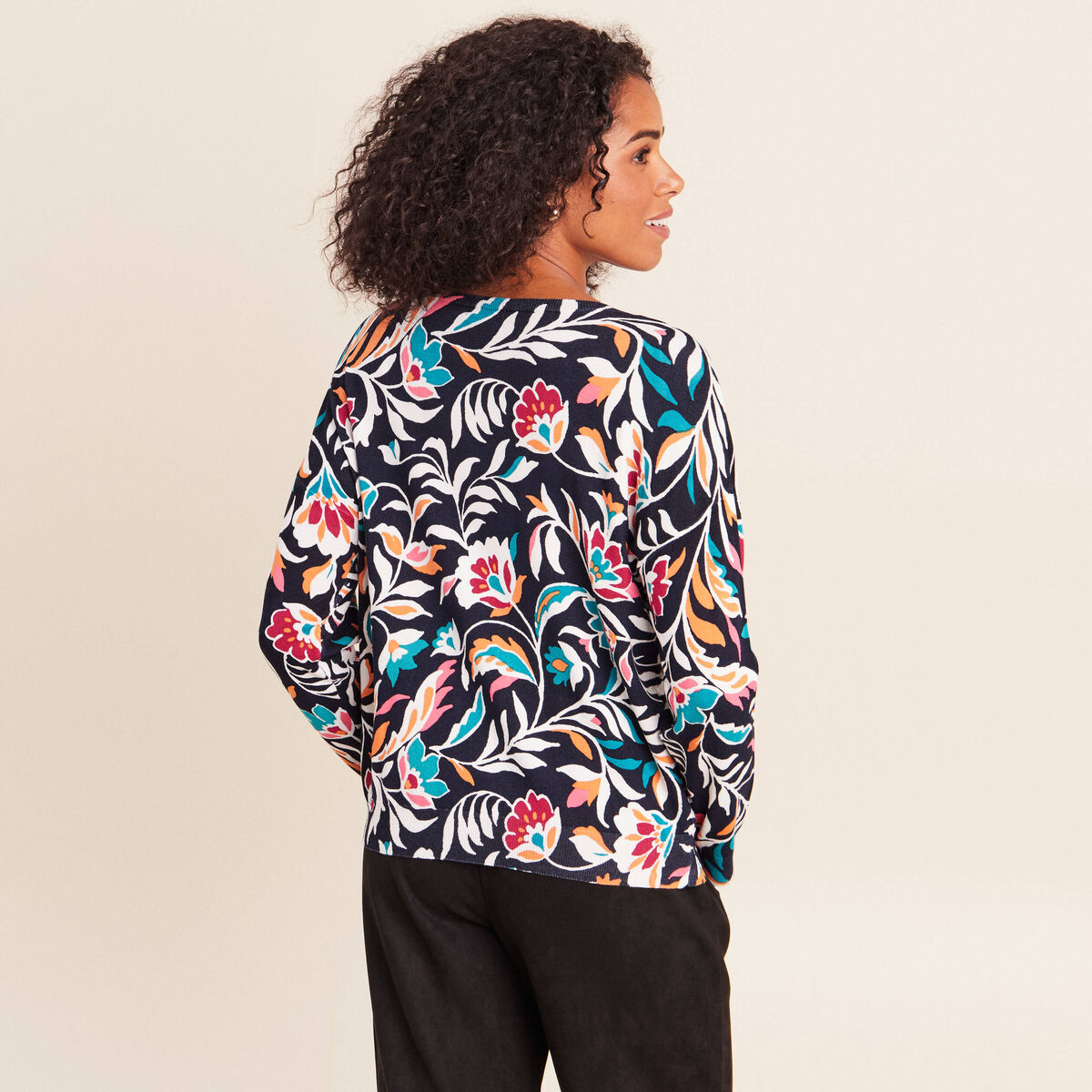Pull manches longues bleu femme