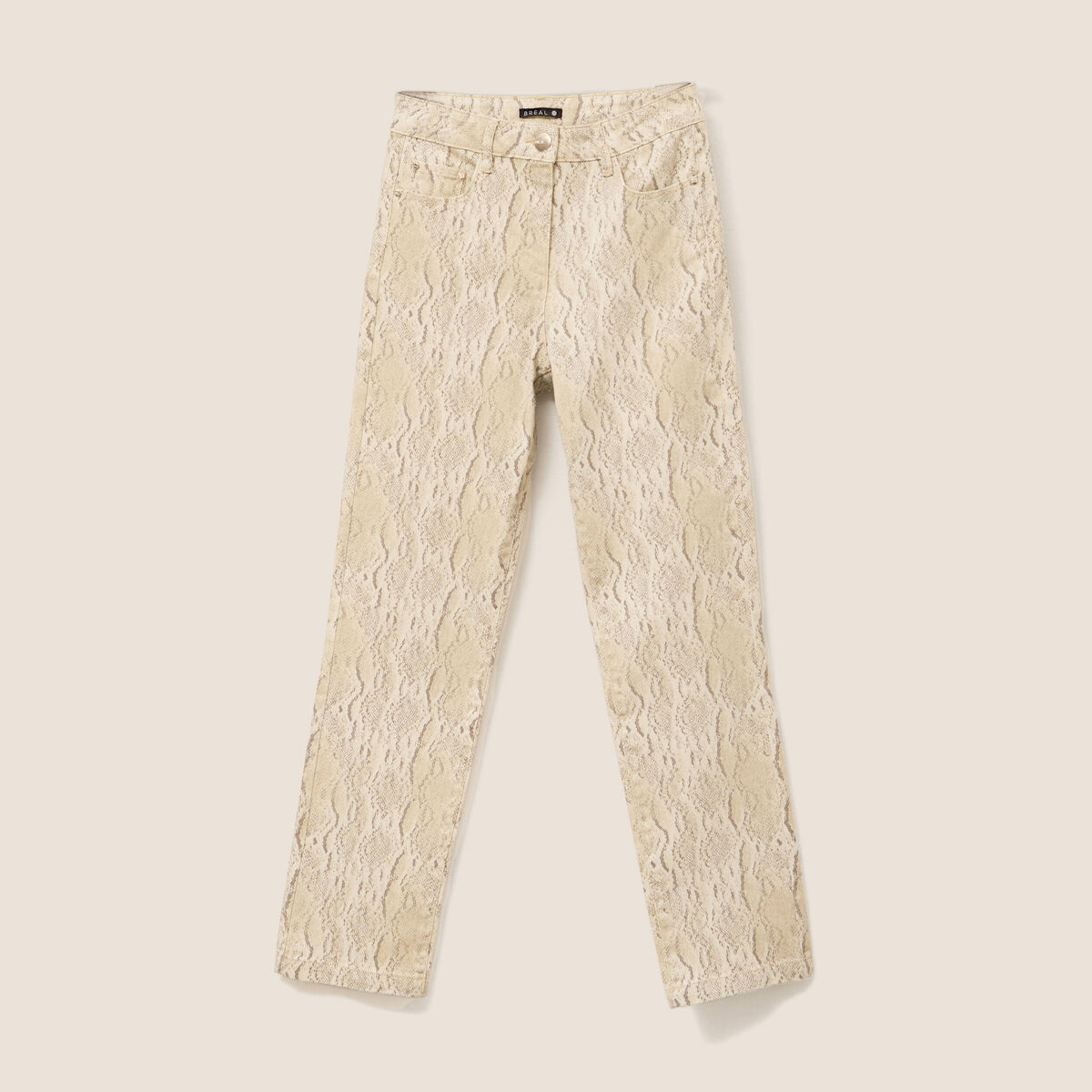 Pantalon 7/8ème taille haute beige femme