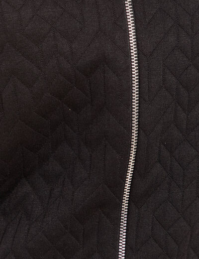 Gilet droit court manches longues noir femme