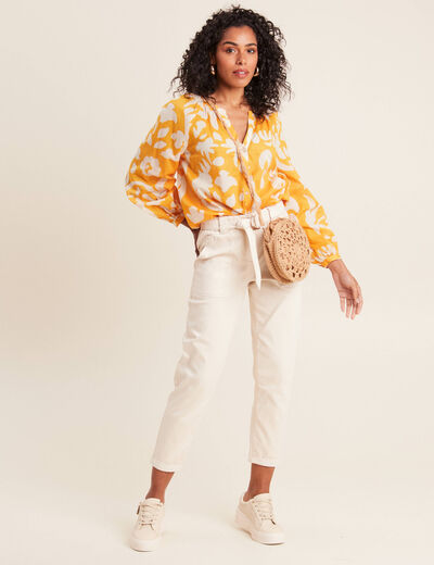 Blouse manches longues jaune moutarde femme