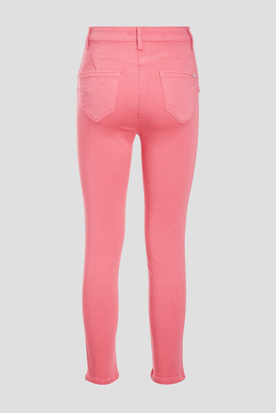 Pantalon ajusté taille haute rose femme