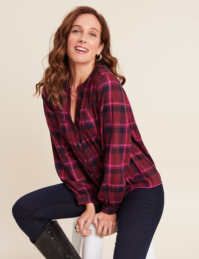 Blouse manches longues rose framboise femme