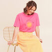 T-shirt col rond manches courtes rose fushia femme