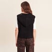 Gilet sans manches &agrave; capuche noir femme