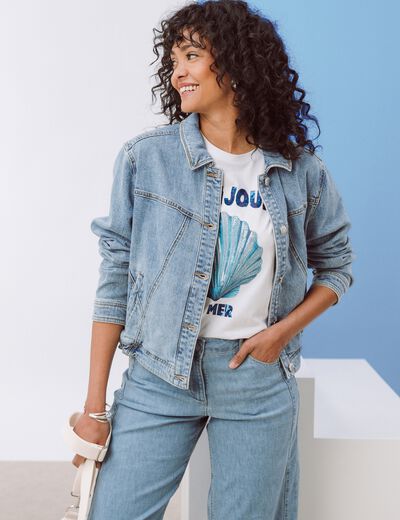 Veste denim denim double stone femme