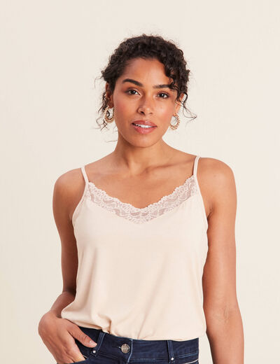 Débardeur thermo-douceur bretelles fines beige femme