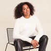 Pull col rond ecru femme