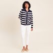 Veste r&eacute;versible en maille bleu femme