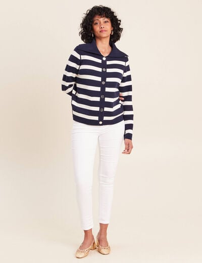 Veste r&eacute;versible en maille bleu femme