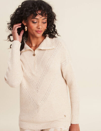 Pull manches longues couleur or femme