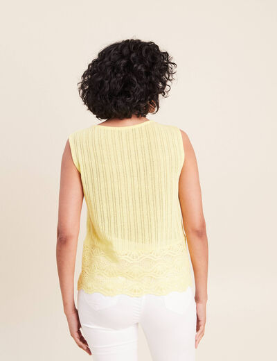 Top sans manches avec dentelle jaune pastel femme