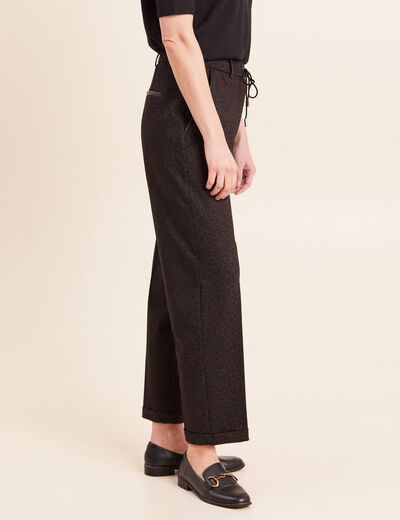 Jogging imprim&eacute; l&eacute;opard taille bascul&eacute;e marron femme