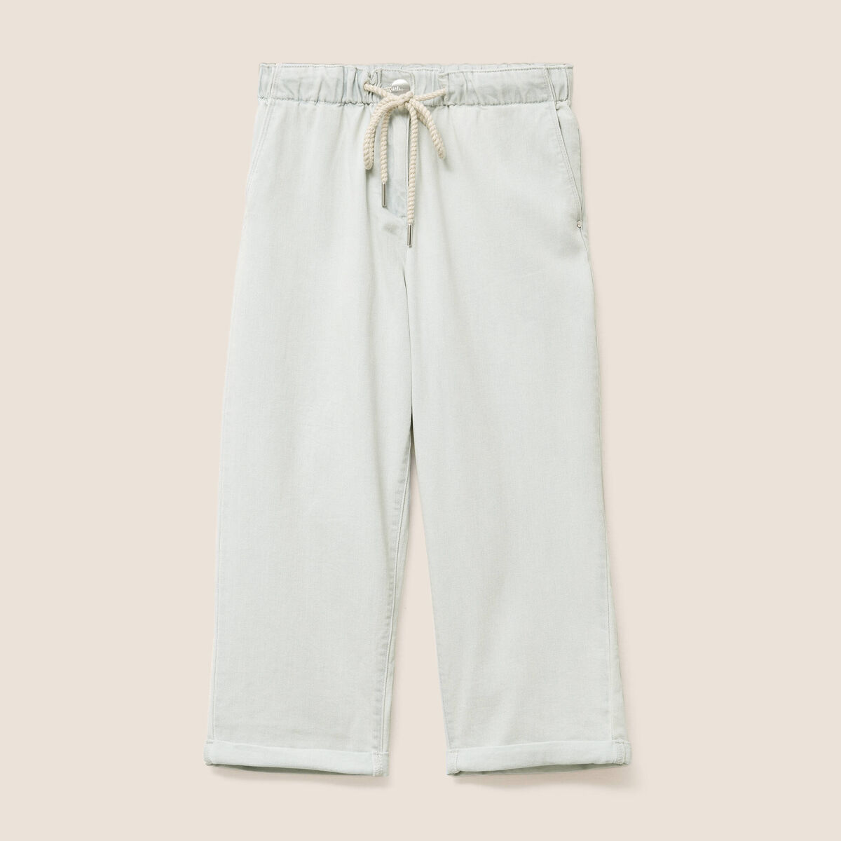 Pantalon jogpant 7/8ème en coton denim bleach femme