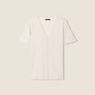 Blouse manches courtes brodée ivoire femme