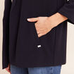 Veste longue droite col tailleur bleu fonc&eacute; femme