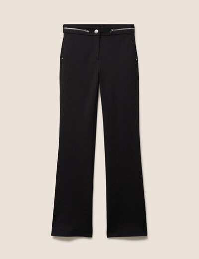 Pantalon bootcut maille taille standard noir femme