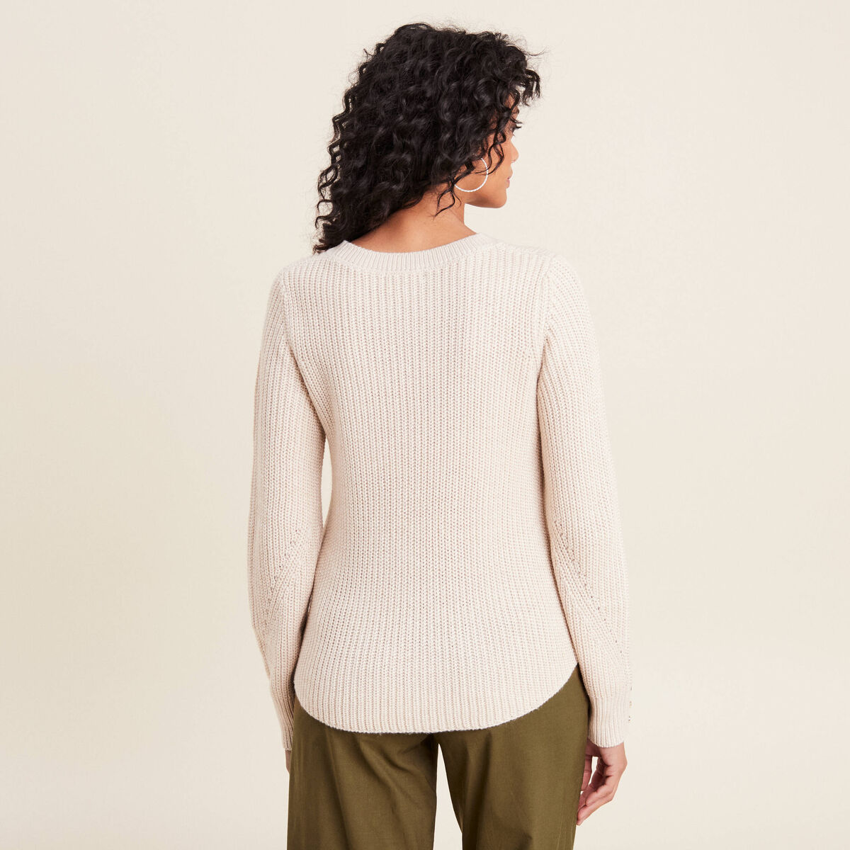 Pull manches longues creme femme