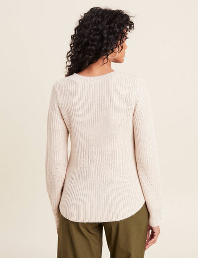 Pull manches longues creme femme