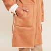 Manteau su&eacute;dine &agrave; capuche marron femme