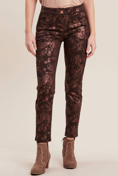 Pantalon ajusté marron femme