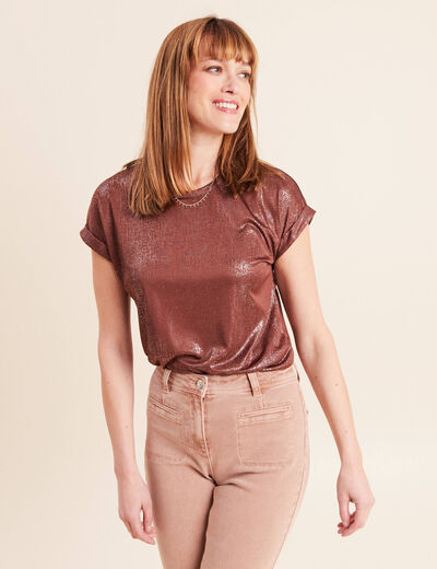 T-shirt manches courtes marron femme