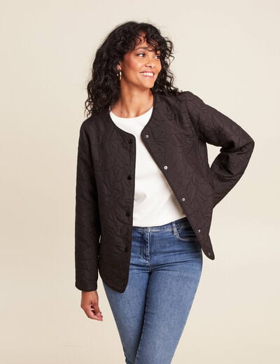 Doudoune sans col doublée noir femme
