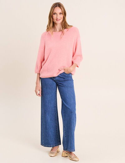 Pull manches coudes rose femme