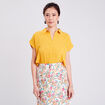 Chemise manches courtes jaune moutarde femme