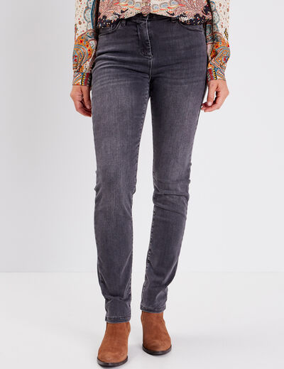 Jean magique ajusté taille standard denim gris femme