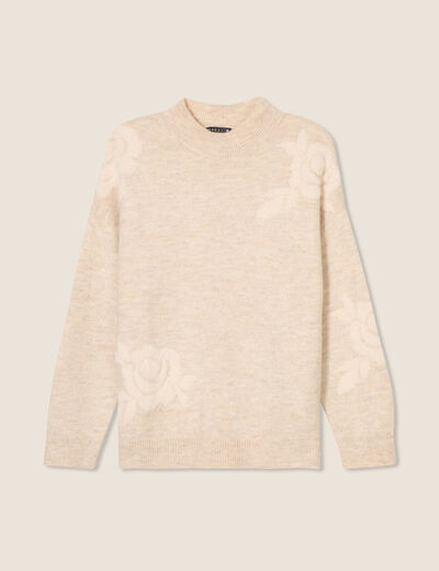 Pull manches longues beige femme
