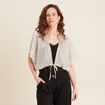 Veste kimono courte sequins couleur or femme
