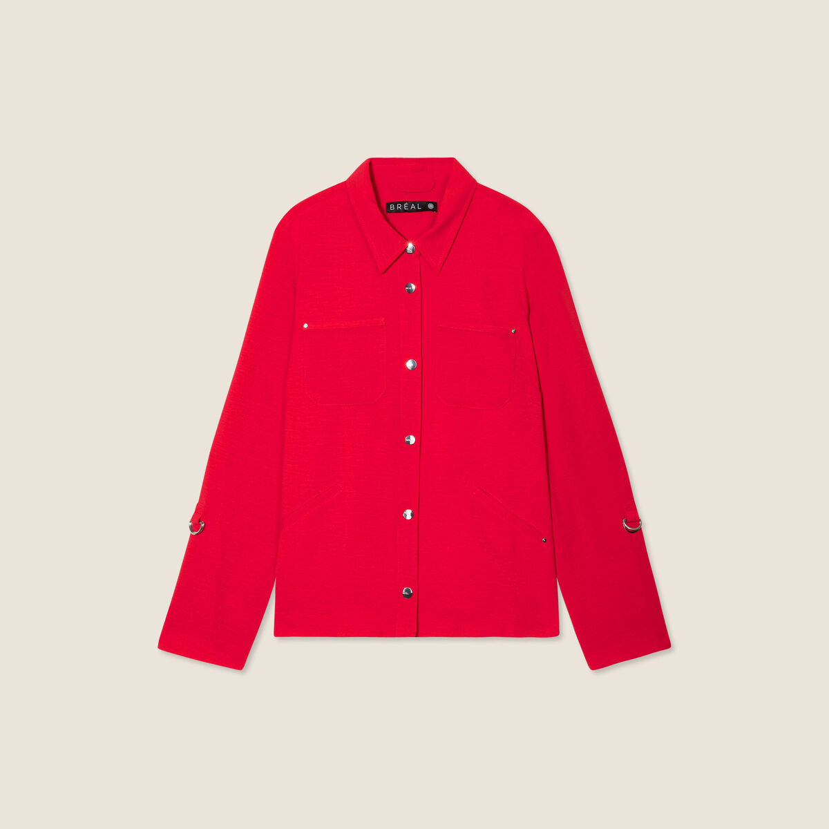 Veste cintrée boutonnée rouge femme