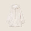 Manteau su&eacute;dine &agrave; capuche creme femme