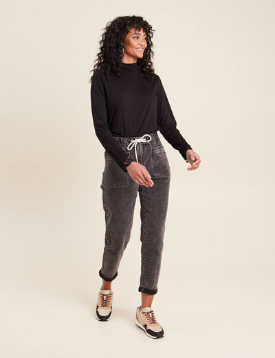 Jean coupe mom 7/8&egrave;me denim gris femme