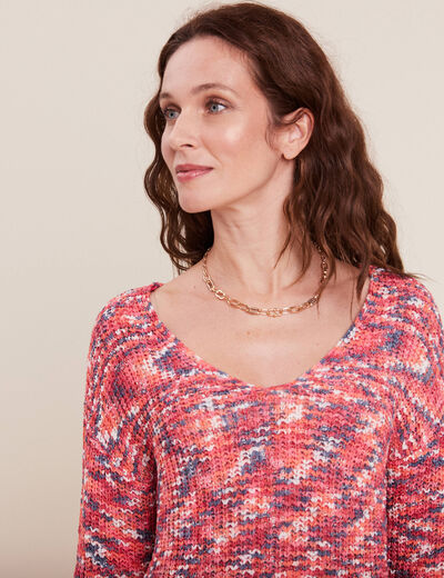 Pull manches longues rose framboise femme