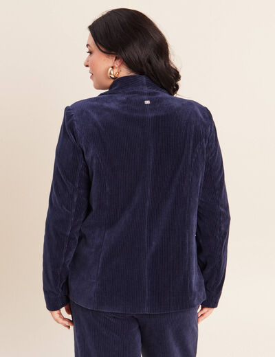 Veste tailleur velours bleu marine femme
