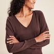Pull manches longues marron femme