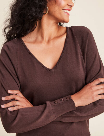 Pull manches longues marron femme