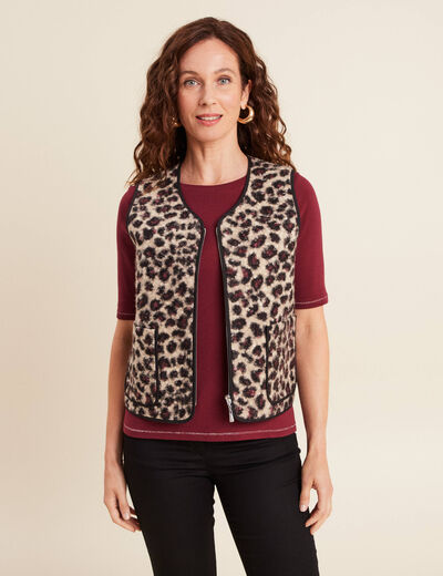 Gilet sans manches laine mouton beige femme
