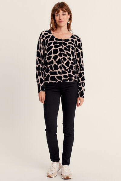 Gilet manches longues boutonné noir femme