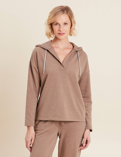 Sweat à capuche taupe femme