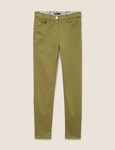 Jean magique L'Unique coupe ajust&eacute;e vert kaki femme