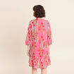 Robe courte &eacute;vas&eacute;e manches 3/4 rose femme