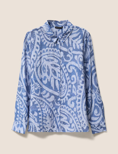 Chemise manches longues fluide bleu femme