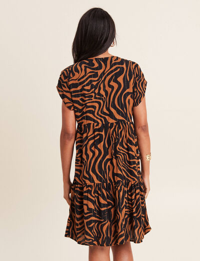 Robe droite manches courtes denim noir femme