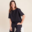 T-shirt droit col rond manches courtes bleu femme